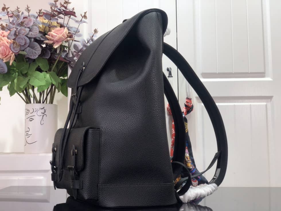 Louis Vuitton Christopher Slim Taurillon Leather Black M58644 Replica Backpack