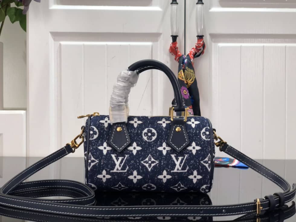 Louis Vuitton Crossbody Dupe Nano Speedy Denim Leather M81168