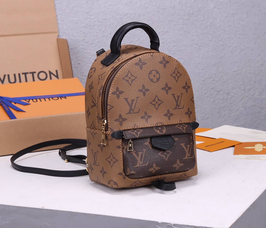 LV Backpack Replica Palm Spring Mini Monogram Reverse Canvas Brown M44872