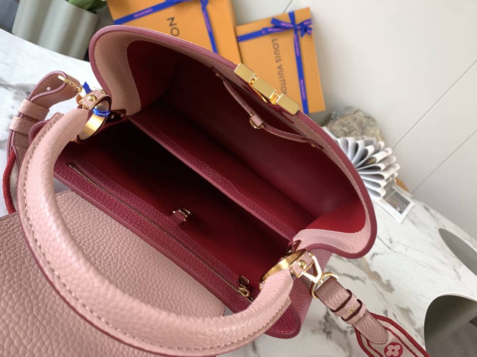 Louis Vuitton Capucines MM Beige And Wine red M58610 Replica Crossbody Bag