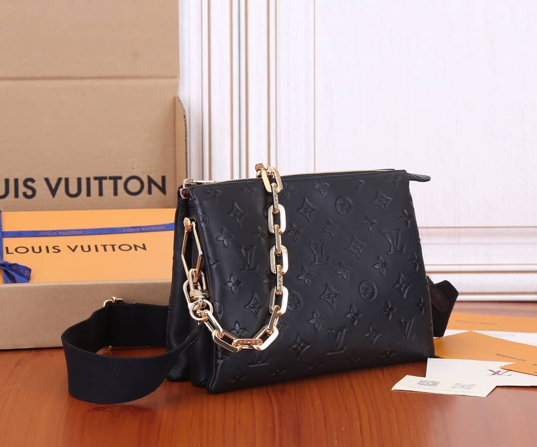Best Replica Louis Vuitton Coussin PM Monogram Embossed Replica Crossbody Bag Black M57790(ColaReps)
