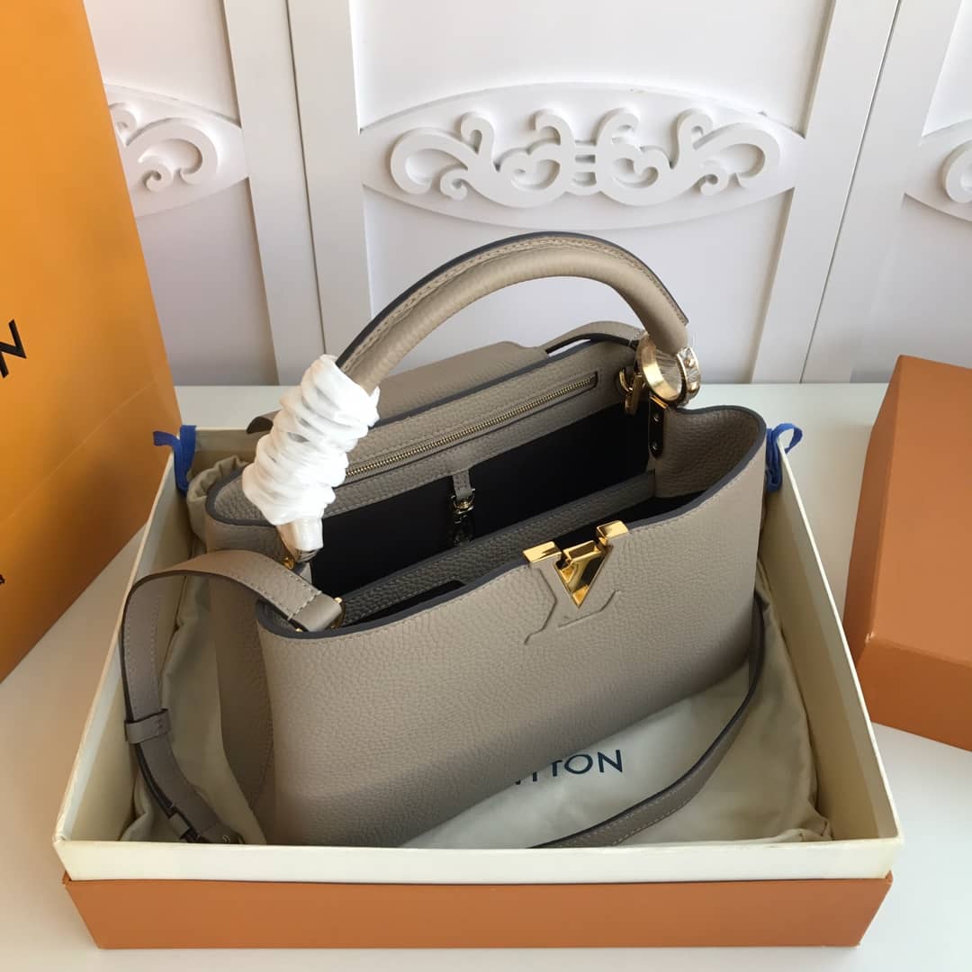 Louis Vuitton Capucines MM Taurillon Leather Tote Replica Gray M94428