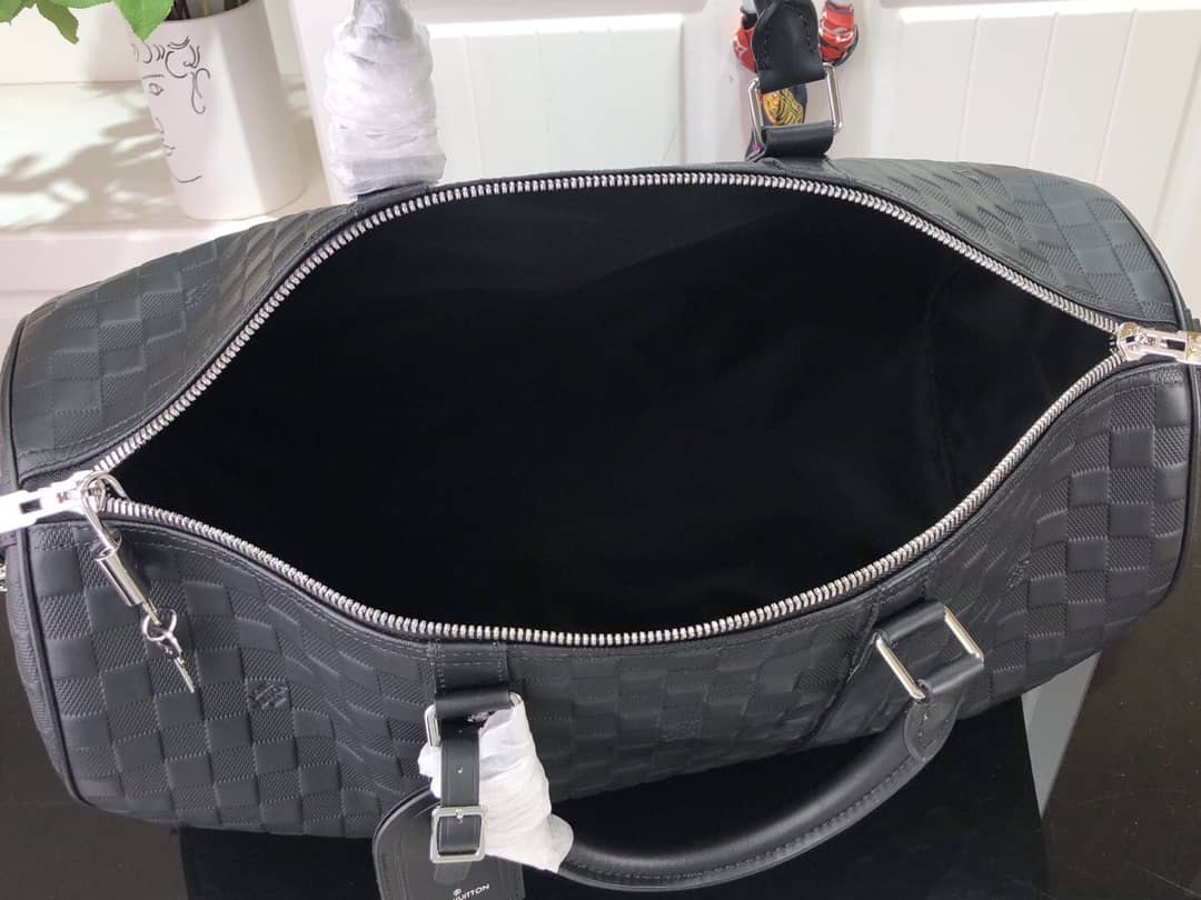 Louis Vuitton Keepall Bandouliere 45 Damier Amphini Boston Leather Bag Replica N41145