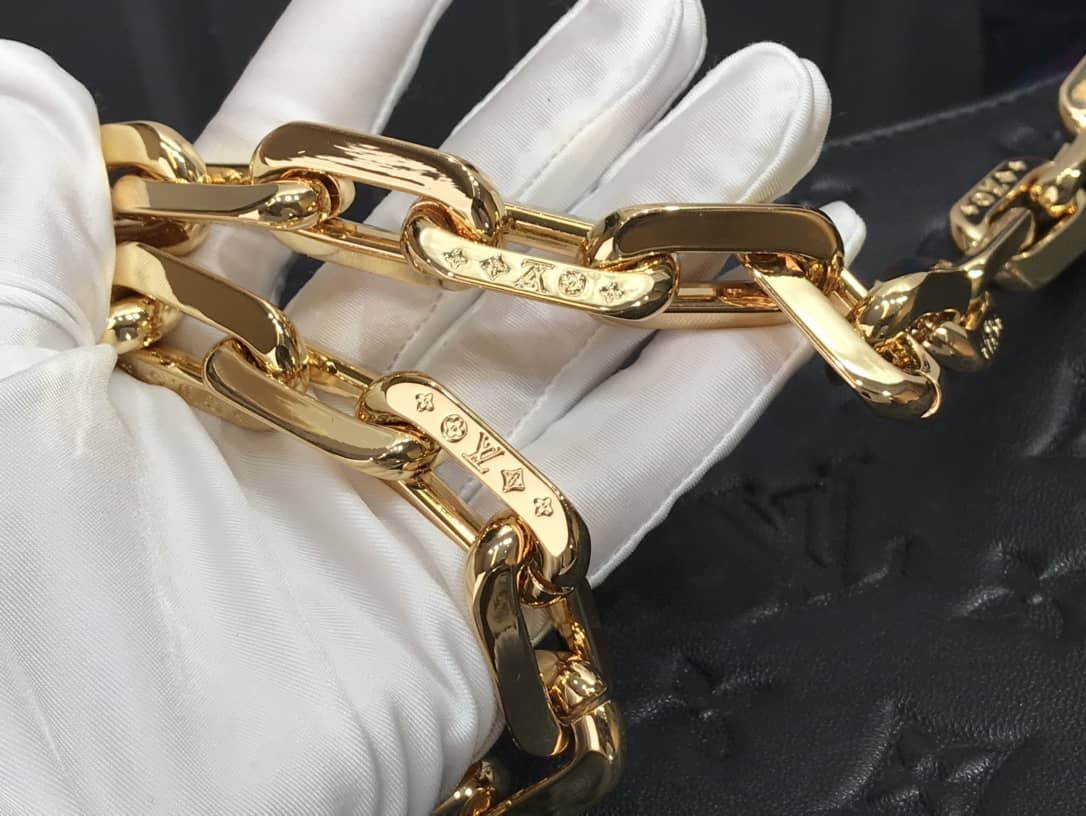 Louis Vuitton Cream Coussin PM Monogram Embossed Lambskin Replica Bag Black M57793