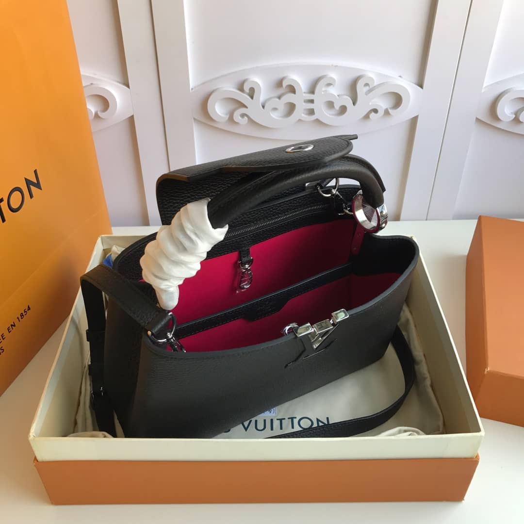 Louis Vuitton Capucines PM Taurillon Leather Tote Replica Black M42242