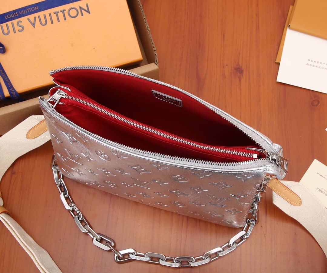 Louis Vuitton Coussin PM Monogram Embossed Replica Crossbody Bag Silver M57790