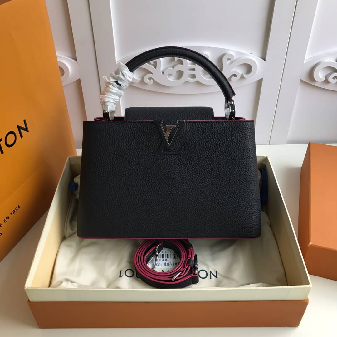 Louis Vuitton Capucines Taurillon Leather PM Tote Replica Black M42245