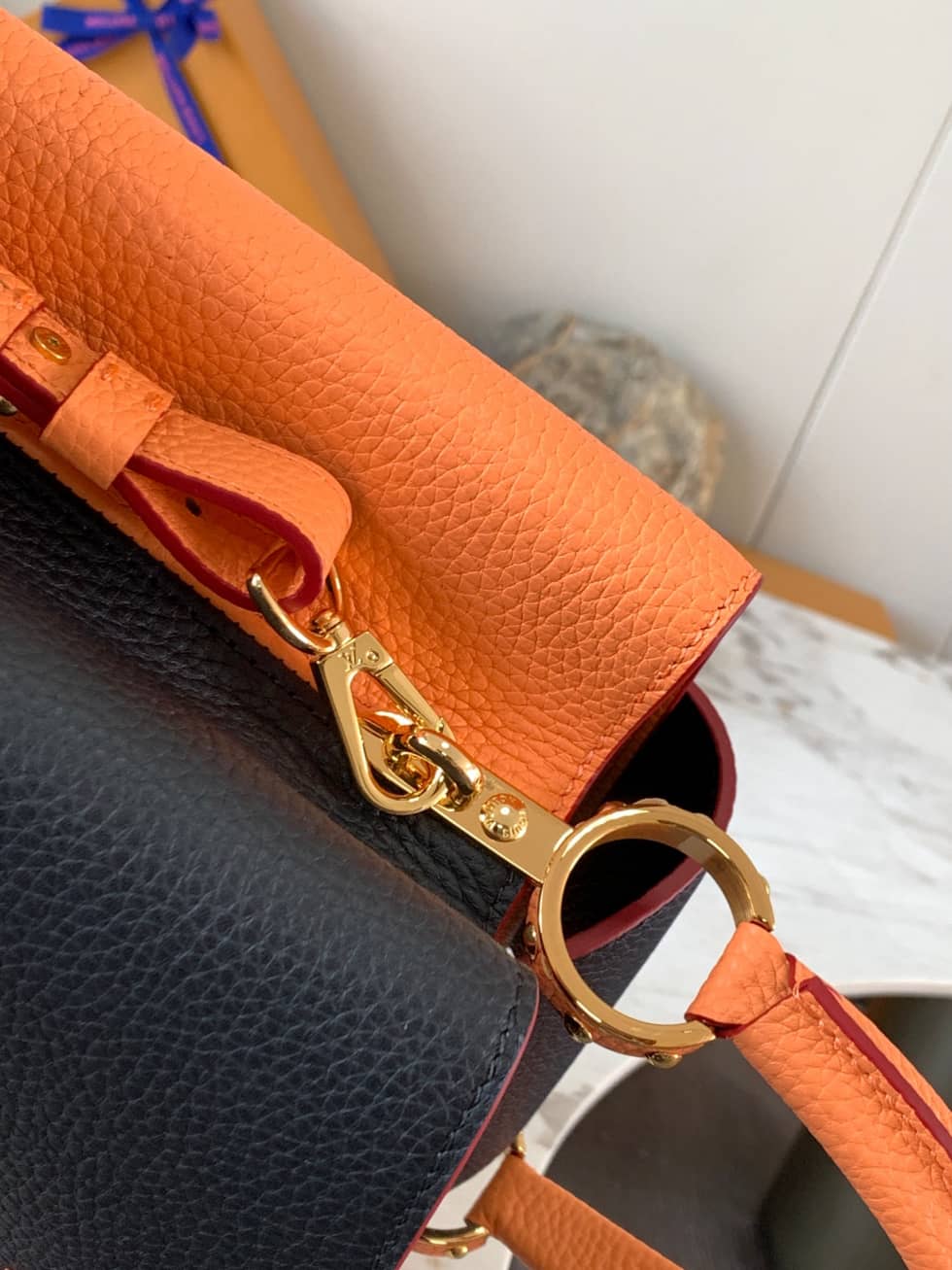 Louis Vuitton Capucines MM Black And Orange M58610 Replica Crossbody Bag