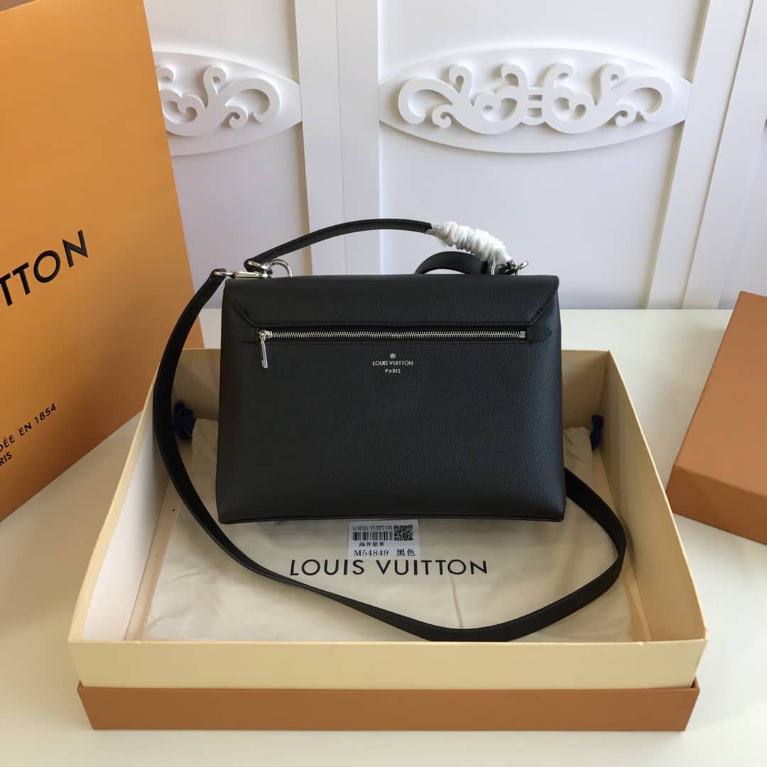 Louis Vuitton MyLockMe 2way Leather Grain Replica Satchel Black M54849