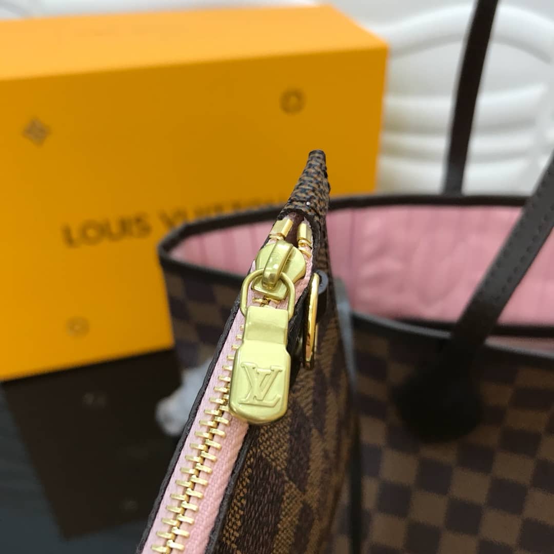 Louis Vuitton Neverfull MM Damier Ebene Bag Replica Pink N40995