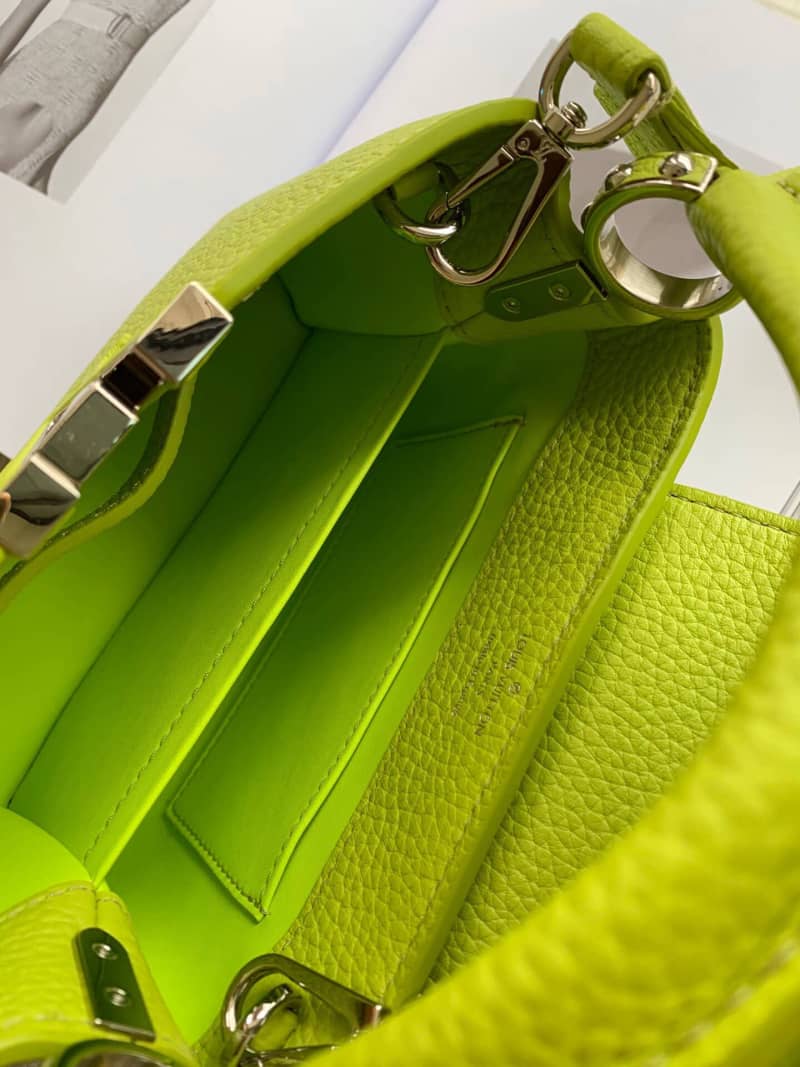 Louis Vuitton Taurillon Leather Capucines Mini Replica Bag Green M55985