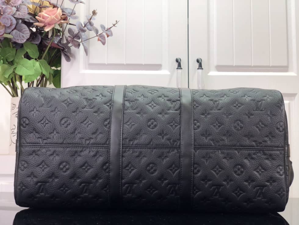 LV Duffle Bag Replica Keepall Bandoulire 50 Taurillon Monogram Black M59025