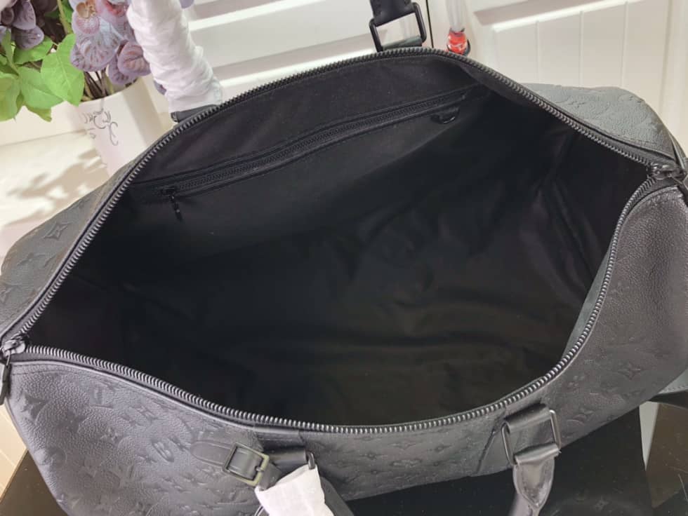 LV Duffle Bag Replica Keepall Bandoulire 50 Taurillon Monogram Black M59025