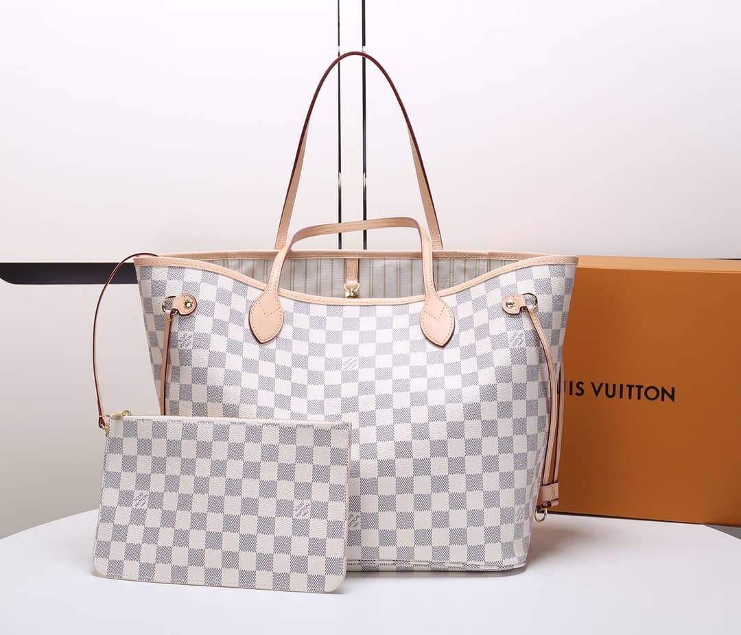 Louis Vuitton Neverfull MM Damier Azur Tote Replica White N41361