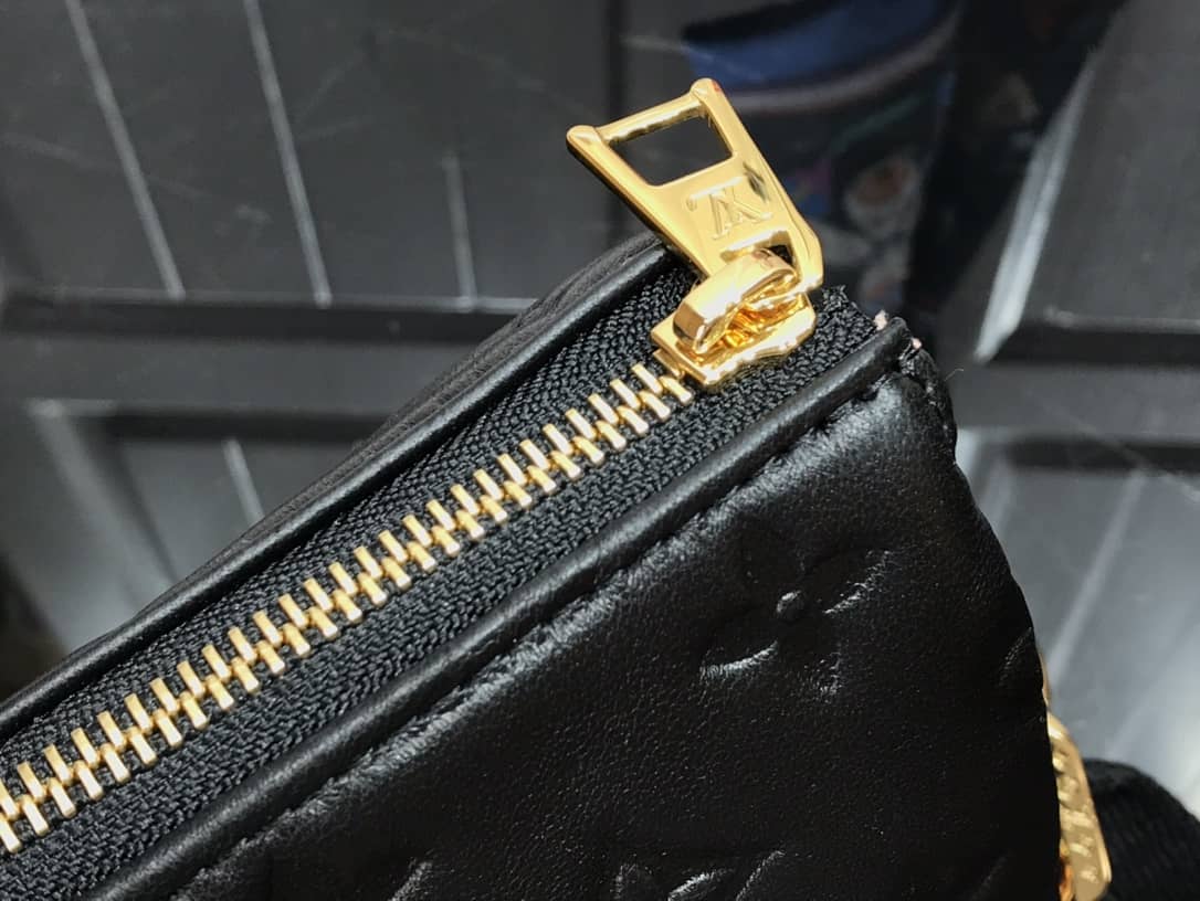 Louis Vuitton Cream Coussin PM Monogram Embossed Lambskin Replica Bag Black M57793