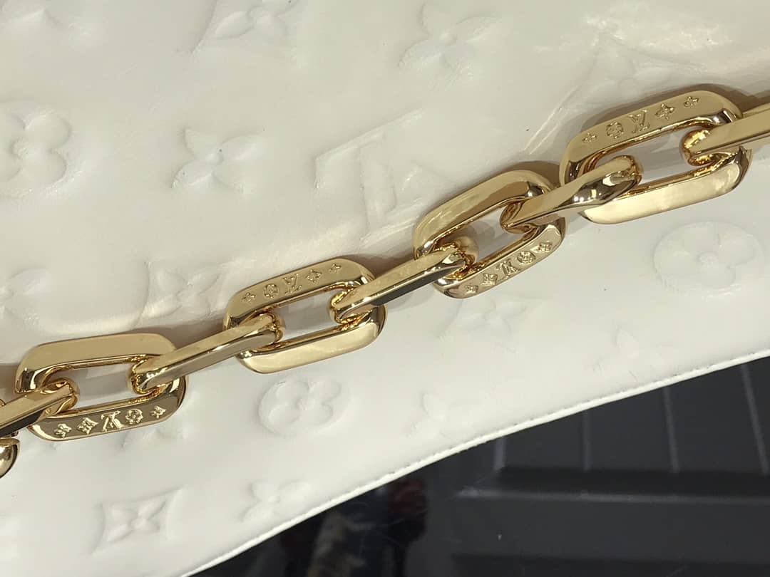 Louis Vuitton Cream Coussin PM Monogram Embossed Lambskin Replica Bag White M57793