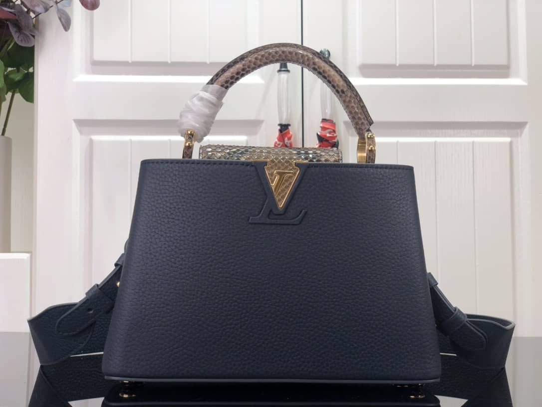 Louis Vuitton Capucines Embroidery Replica Bag Blue M48865