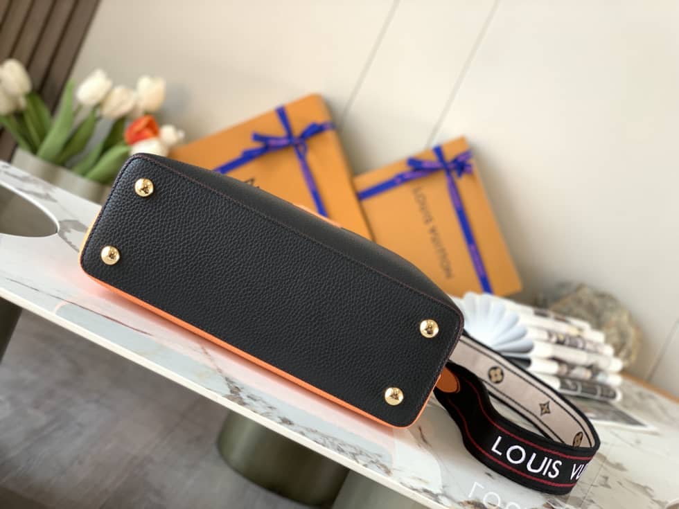 Louis Vuitton Capucines MM Black And Orange M58610 Replica Crossbody Bag