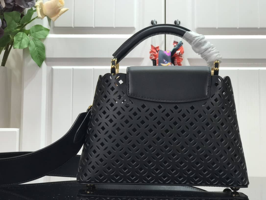 Louis Vuitton Capucines BB Cutout Leather Bag Replica Black M57228