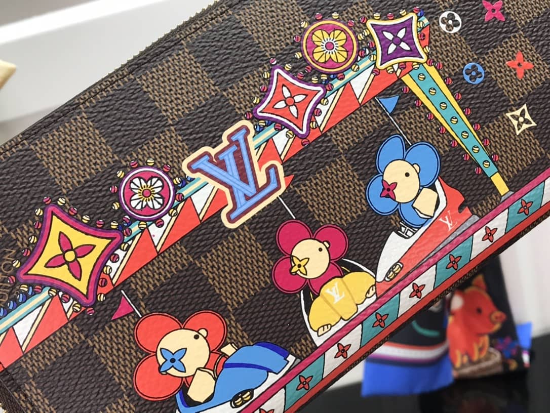 Louis Vuitton Christmas Damier Ebene Canvas Zippy Wallet Replica N60403