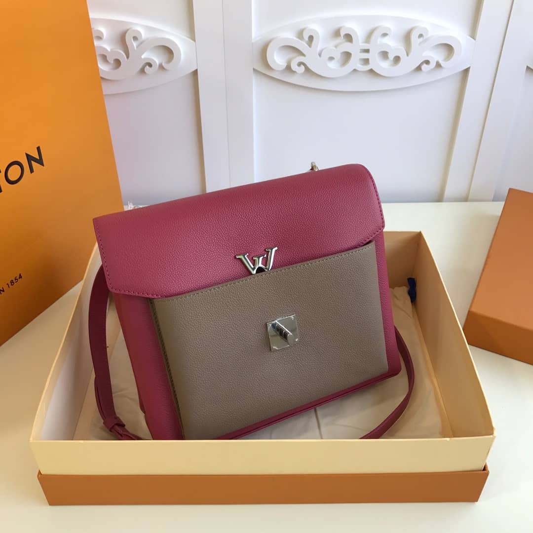 Louis Vuitton MyLockMe 2way Leather Grain Replica Satchel Pink M54849