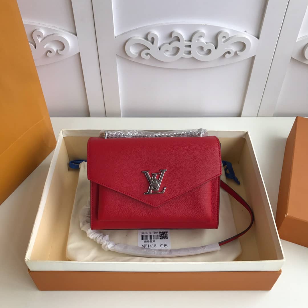 Louis Vuitton MyLockMe BB Calf Chain Replica Shoulder Bag Red M51418