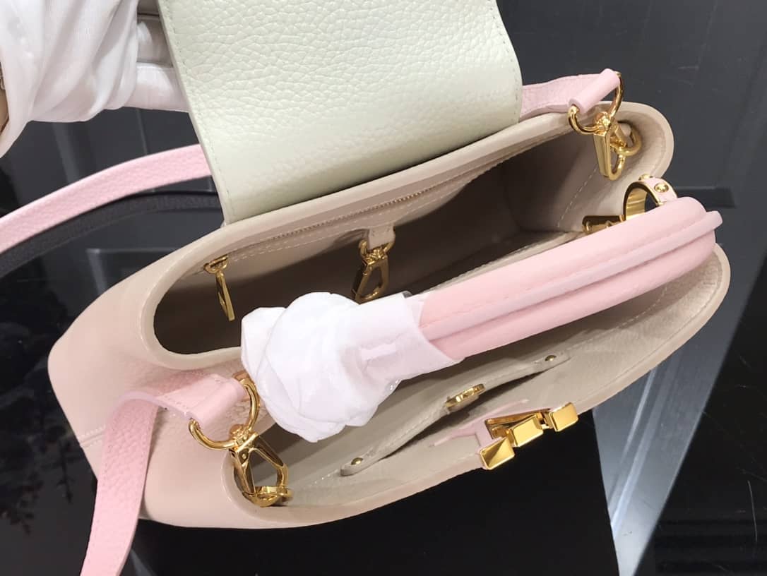 Louis Vuitton Capucines MM 2way Leather Replica Shoulder Bag Apricot M57523