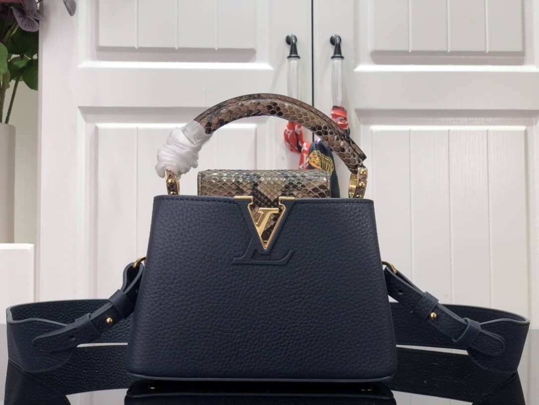 Louis Vuitton Capucines Embroidery Replica Bag Blue M48865