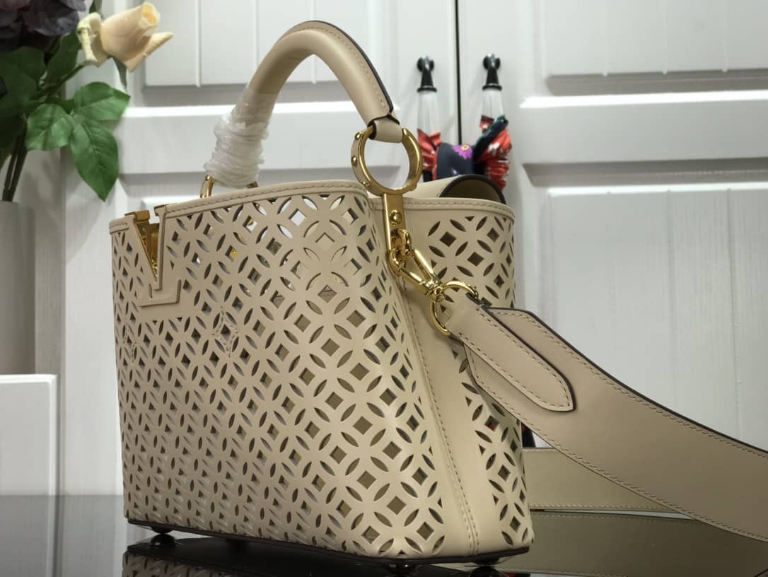 Louis Vuitton Capucines BB Cutout Leather Bag Replica Beige M57228