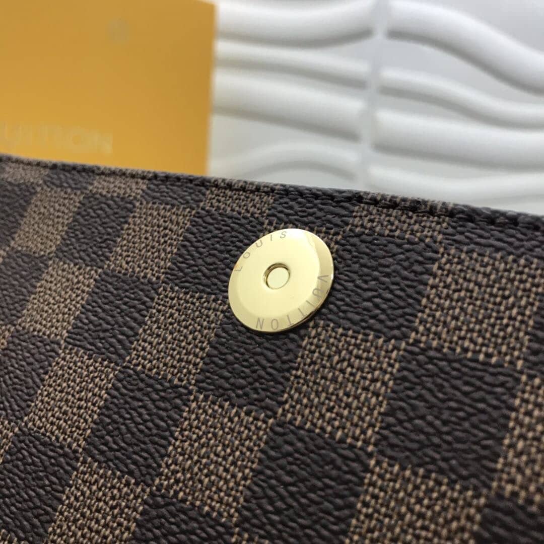 Louis Vuitton Damier Ebene Recital Shoulder Leather Bag Replica