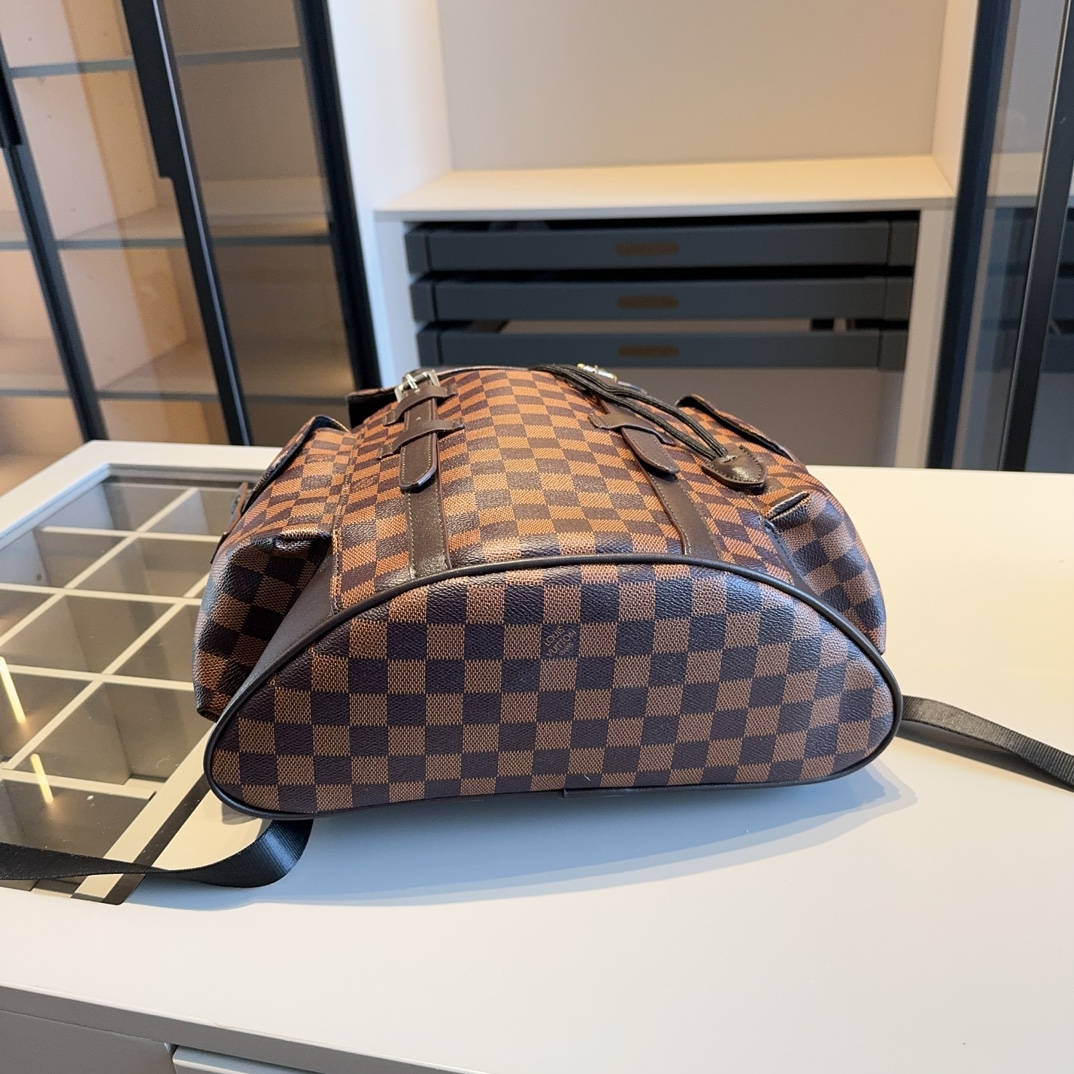 Louis Vuitton REP Check Pattern Runner Backpack Brown Shoulder Straps