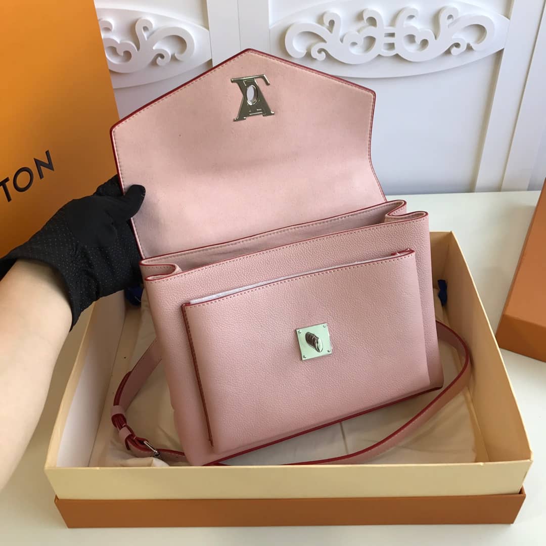 Louis Vuitton MyLockMe 2way Leather Grain Replica Satchel Pink M54849