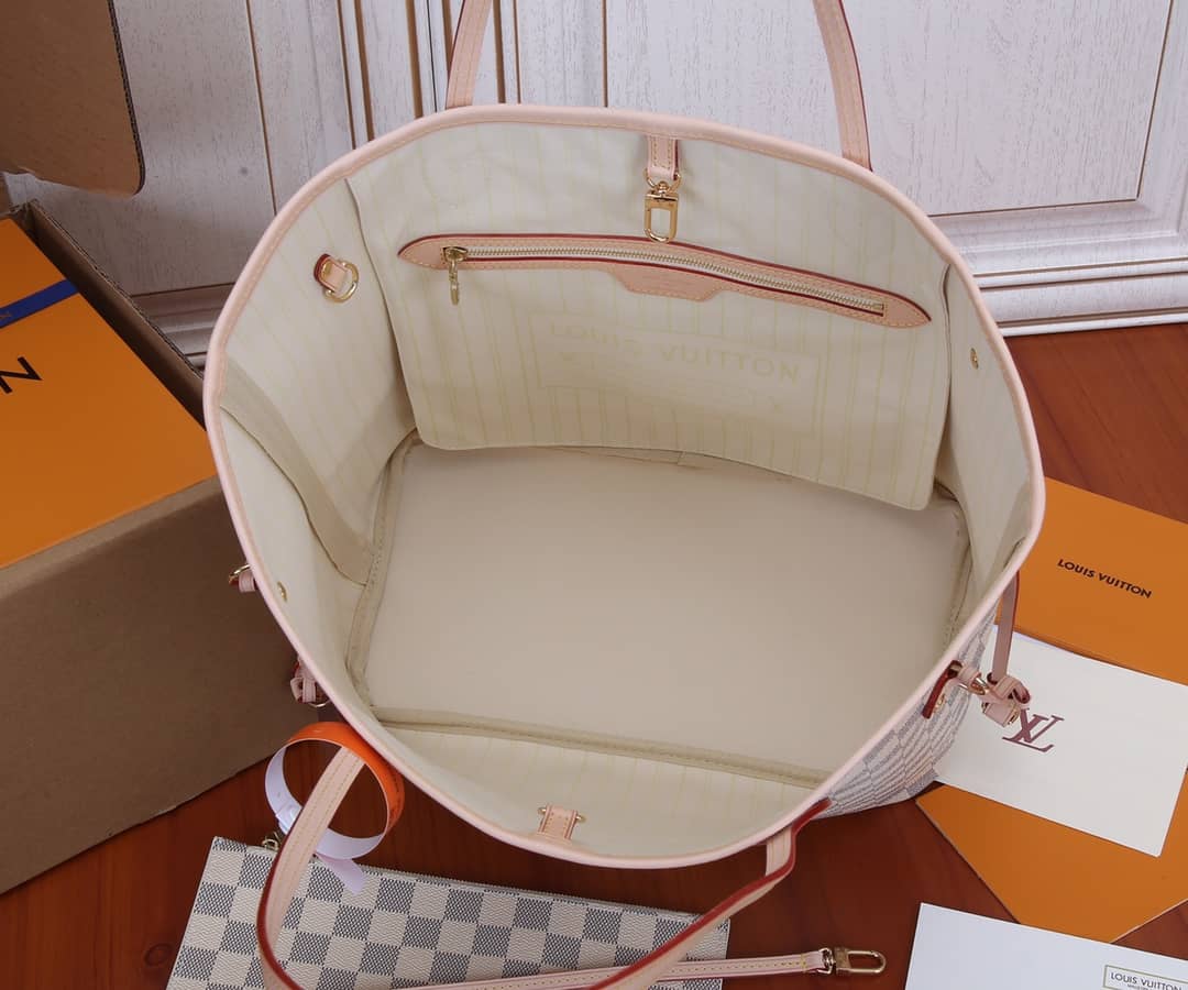 Louis Vuitton Neverfull MM Damier Azur Tote Replica White N41361