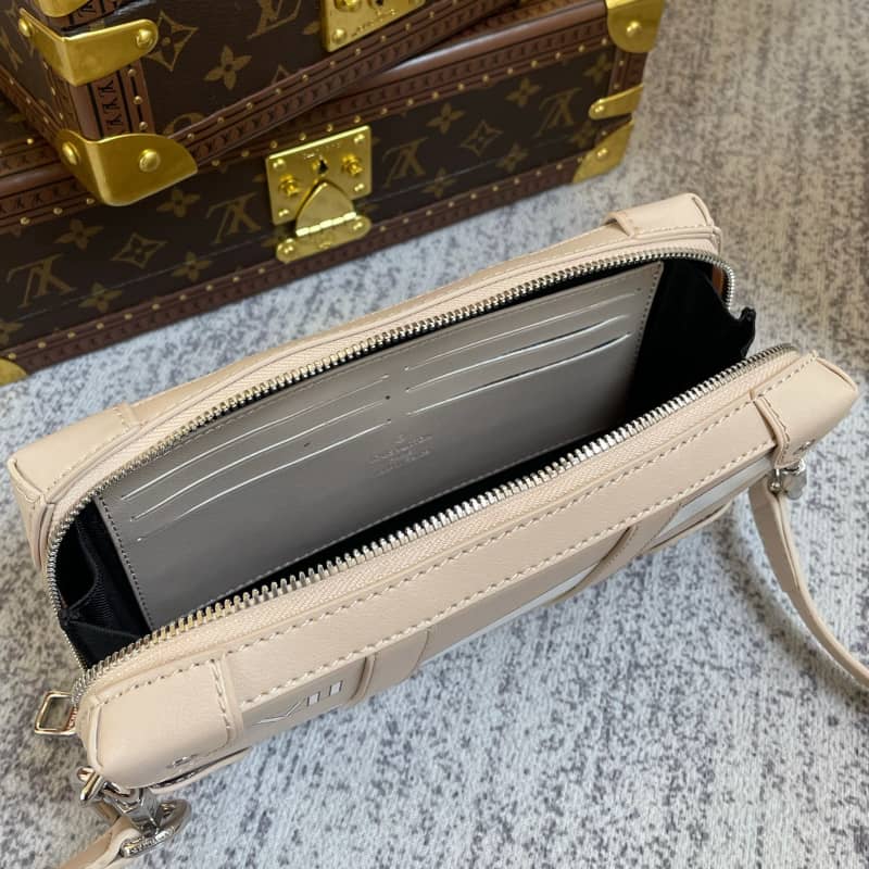 Louis Vuitton Soft Trunk Monogram Mirror Coated Canvas Replica Bag Apricot M45880