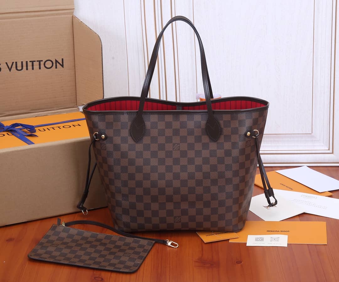 Louis Vuitton Neverfull MM Damier Ebene Tote Replica Red N41358