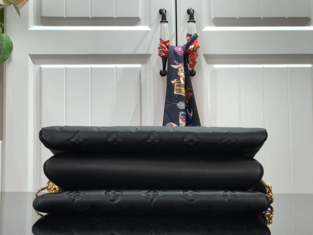 Louis Vuitton Cream Coussin PM Monogram Embossed Lambskin Replica Bag Black M57793