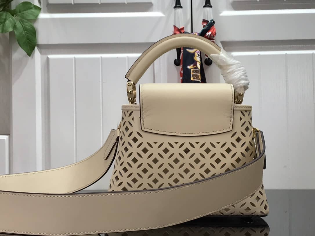 Louis Vuitton Capucines BB Cutout Leather Bag Replica Beige M57228