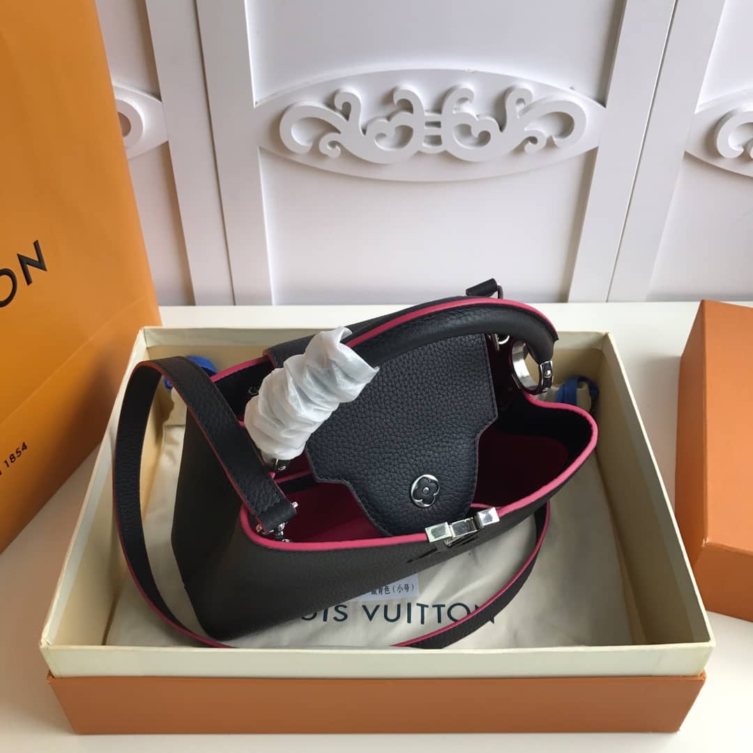 Louis Vuitton Capucines Taurillon Leather PM Tote Replica Black M42245