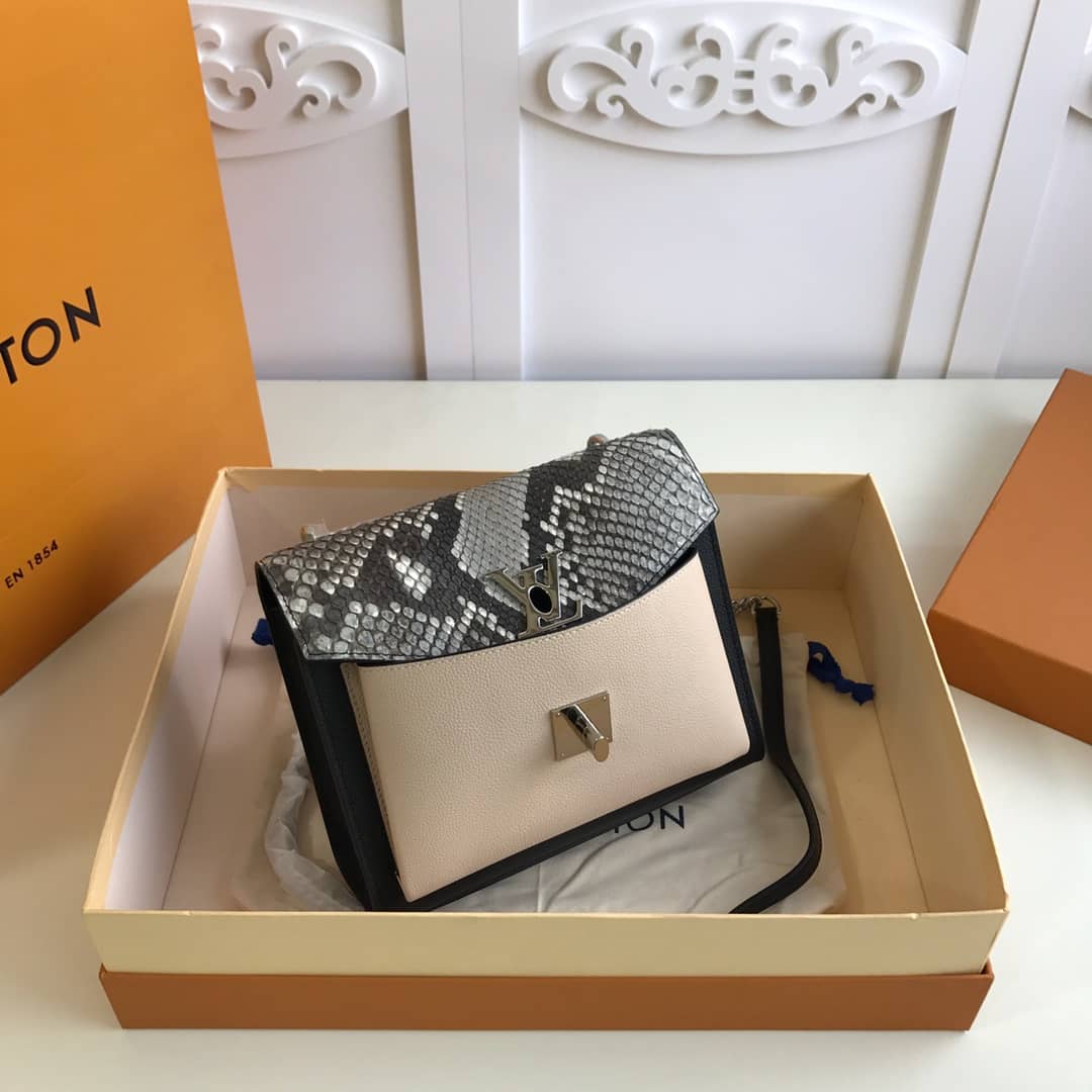 Louis Vuitton MyLockMe BB Calf Chain Replica Shoulder Bag Black Beige M51418
