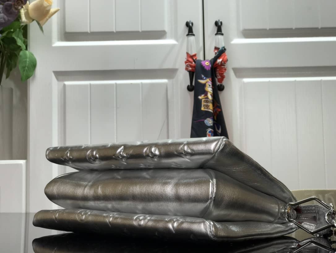 Louis Vuitton Cream Coussin PM Monogram Embossed Lambskin Replica Bag Silver M57793