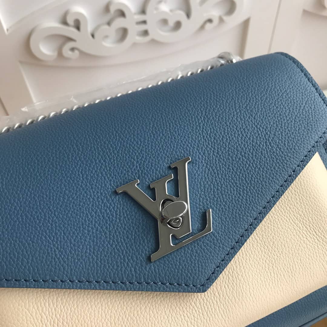 Louis Vuitton MyLockMe BB Calf Chain Replica Shoulder Bag Blue White M51418