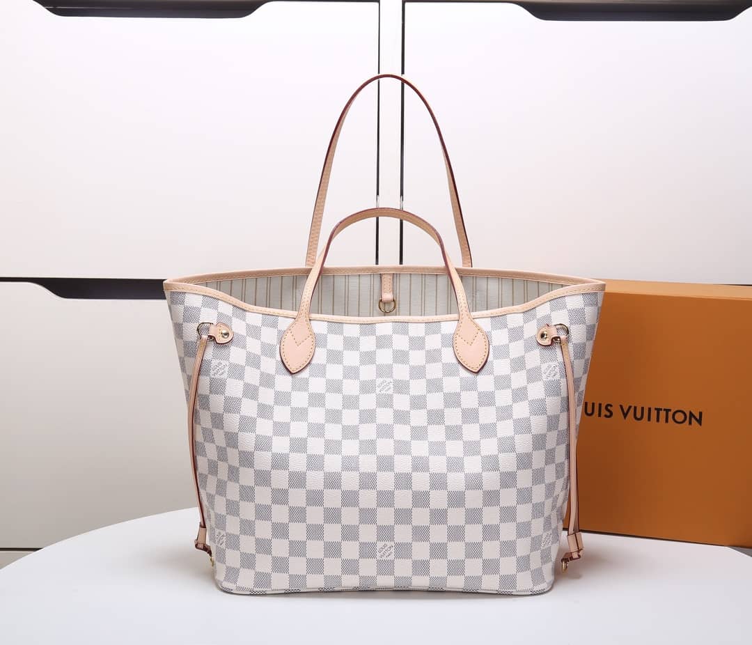 Louis Vuitton Neverfull MM Damier Azur Tote Replica White N41361
