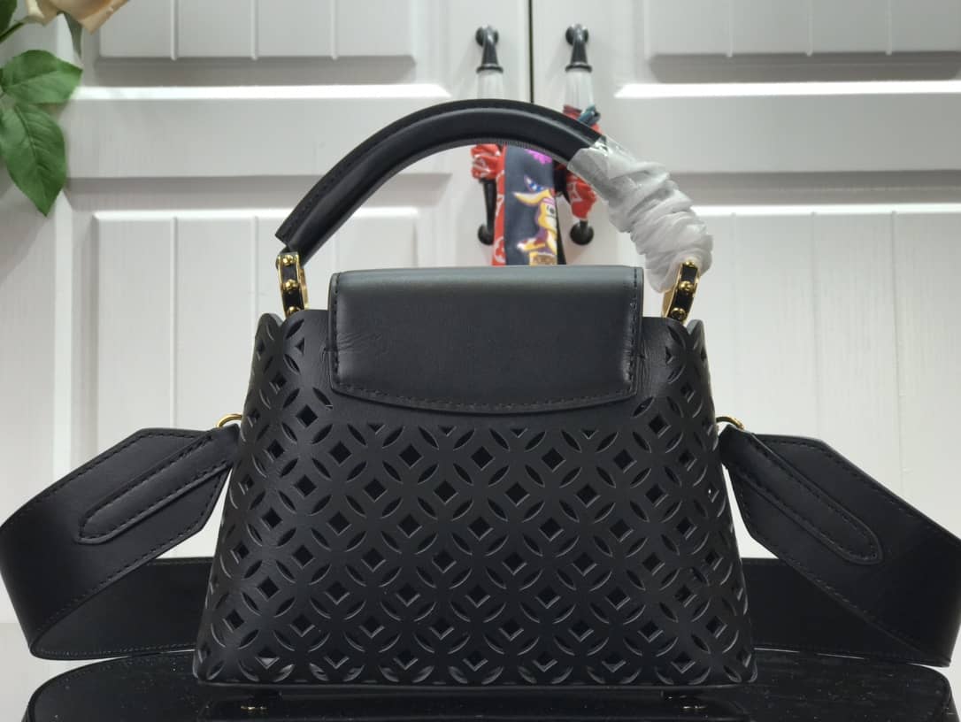 Louis Vuitton Capucines BB Cutout Leather Bag Replica Black M57228