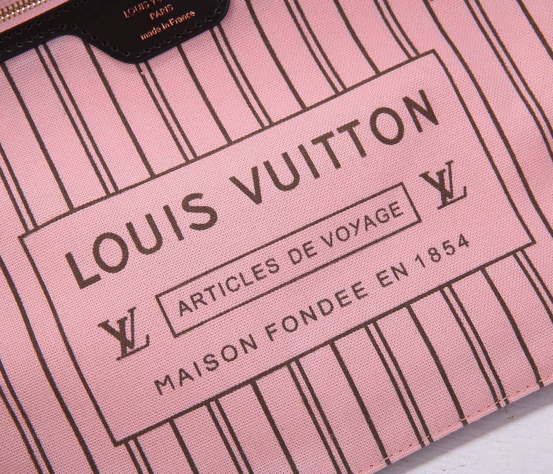 Louis Vuitton Neverfull MM Damier Ebene Tote Replica Pink N41358