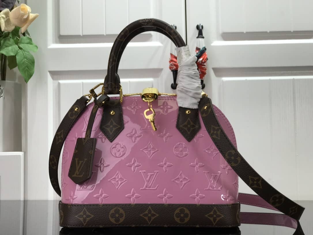 Louis Vuitton Alma BB Vernis Leather Shoulder Bag Replica Pink M44389