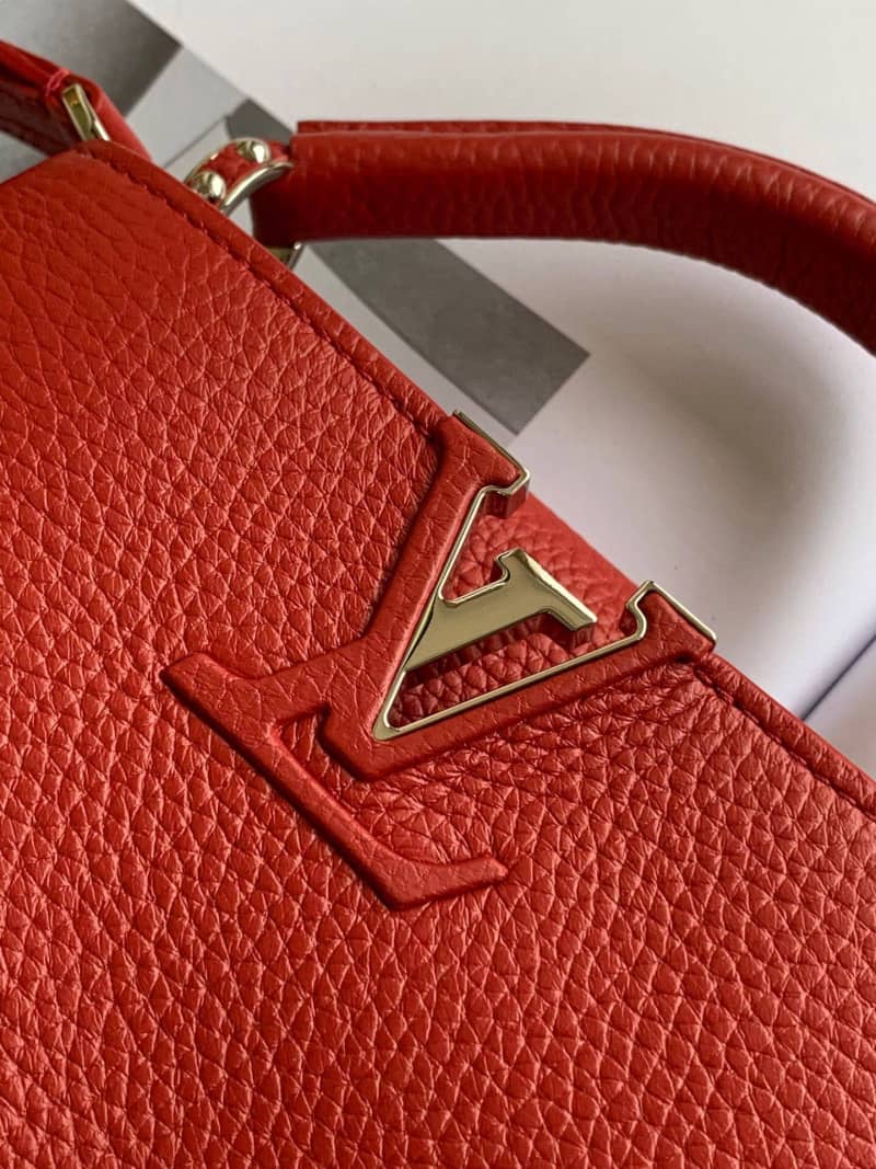 Louis Vuitton Taurillon Leather Capucines Mini Replica Bag Red M55985
