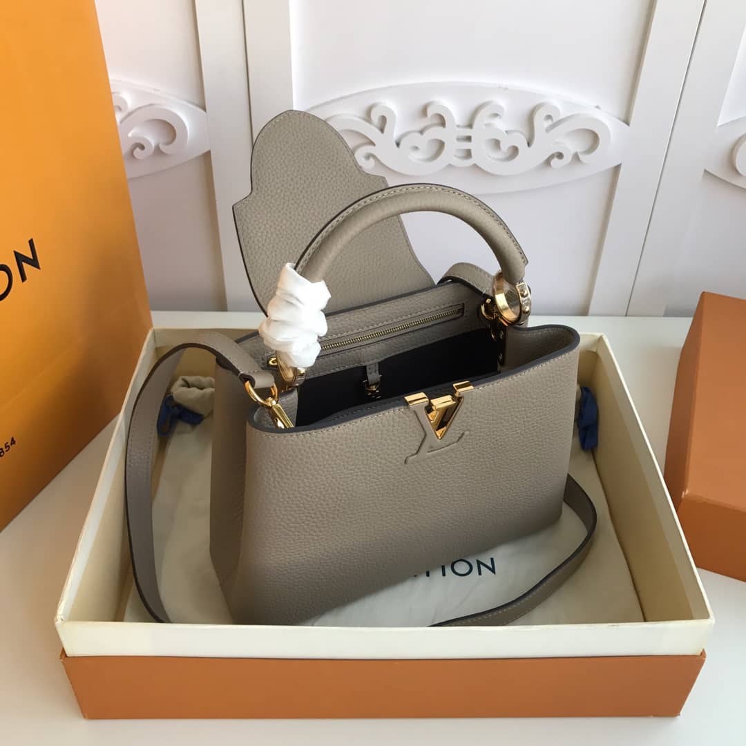 Louis Vuitton Capucines MM Taurillon Leather Tote Replica Gray M94428