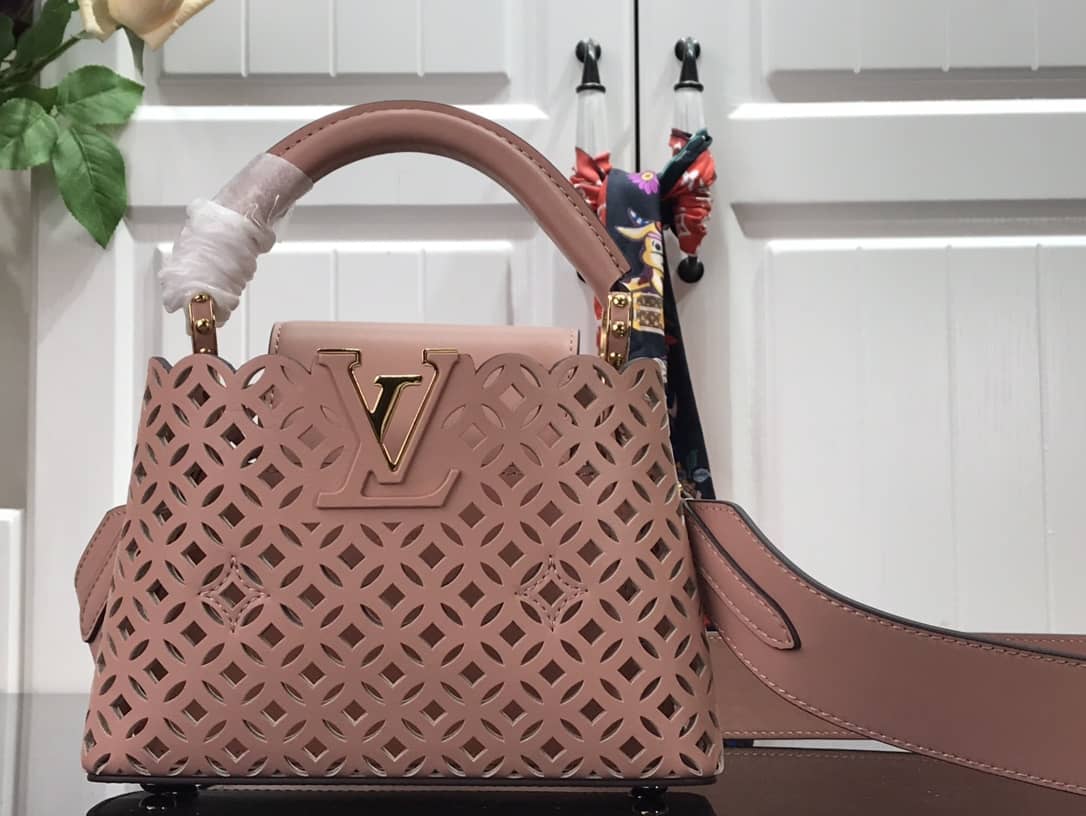 Louis Vuitton Capucines BB Cutout Leather Bag Replica Pink M57228