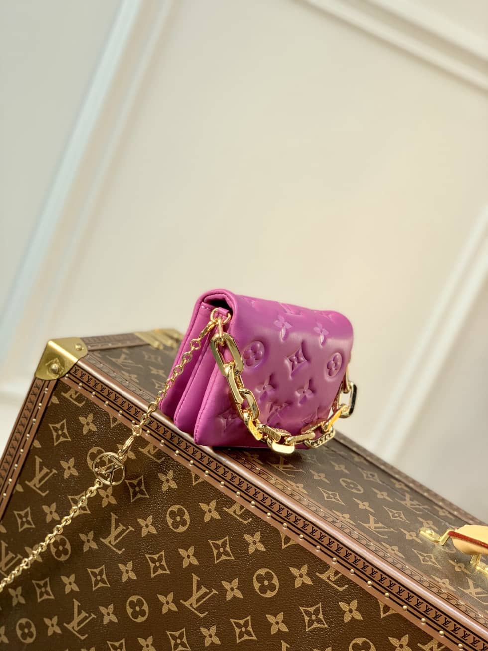 Best Replica Louis Vuitton Beltbag Coussin Cruise 22 Monogram Embossed Orchid M81127 Replica Crossbody Bag(ColaReps)