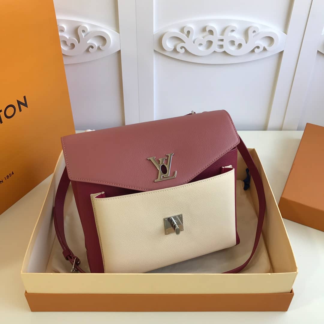 Louis Vuitton MyLockMe 2way Leather Grain Replica Satchel Red M54849